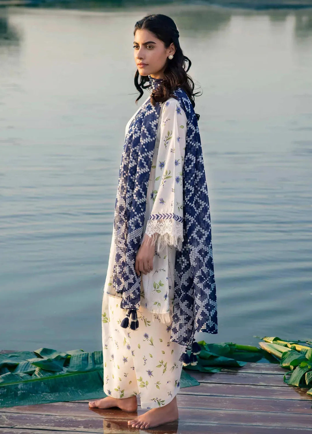 M Basics By Maria B Embroidered Lawn Suit Unstitched 3 Piece MB24M2 1A - Summer Collection