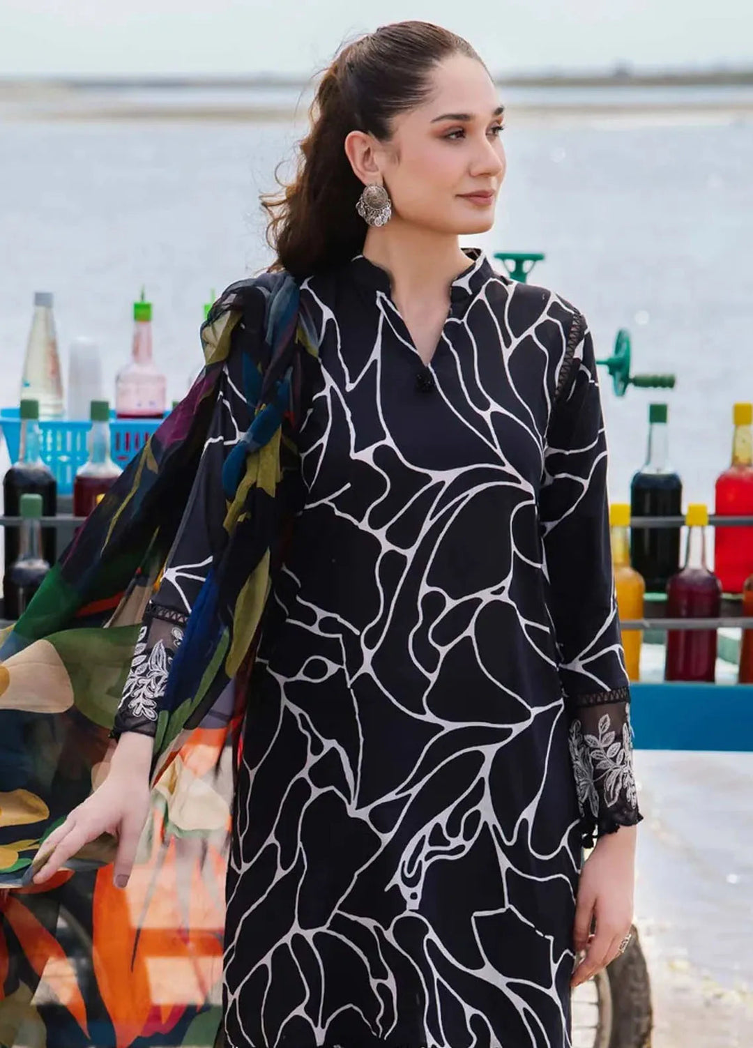 M Basics By Maria B Embroidered Lawn Suit Unstitched 3 Piece MB24M2 4B - Summer Collection