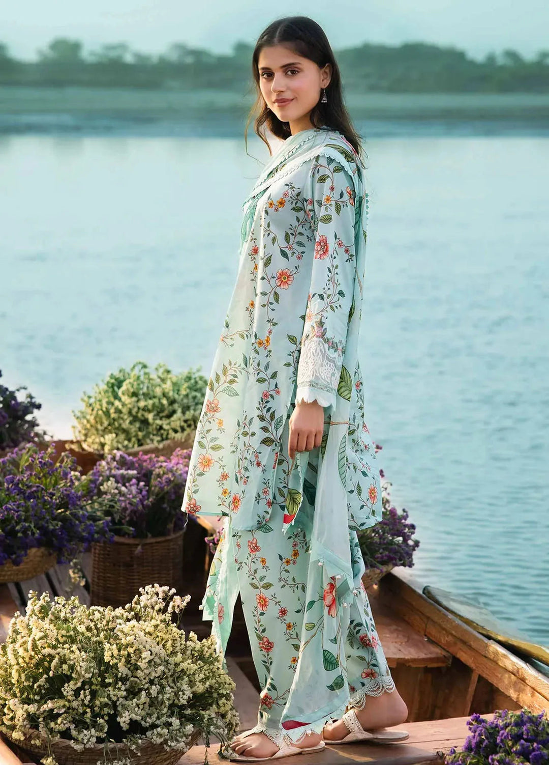 M Basics By Maria B Embroidered Lawn Suit Unstitched 3 Piece MB24M2 6B - Summer Collection