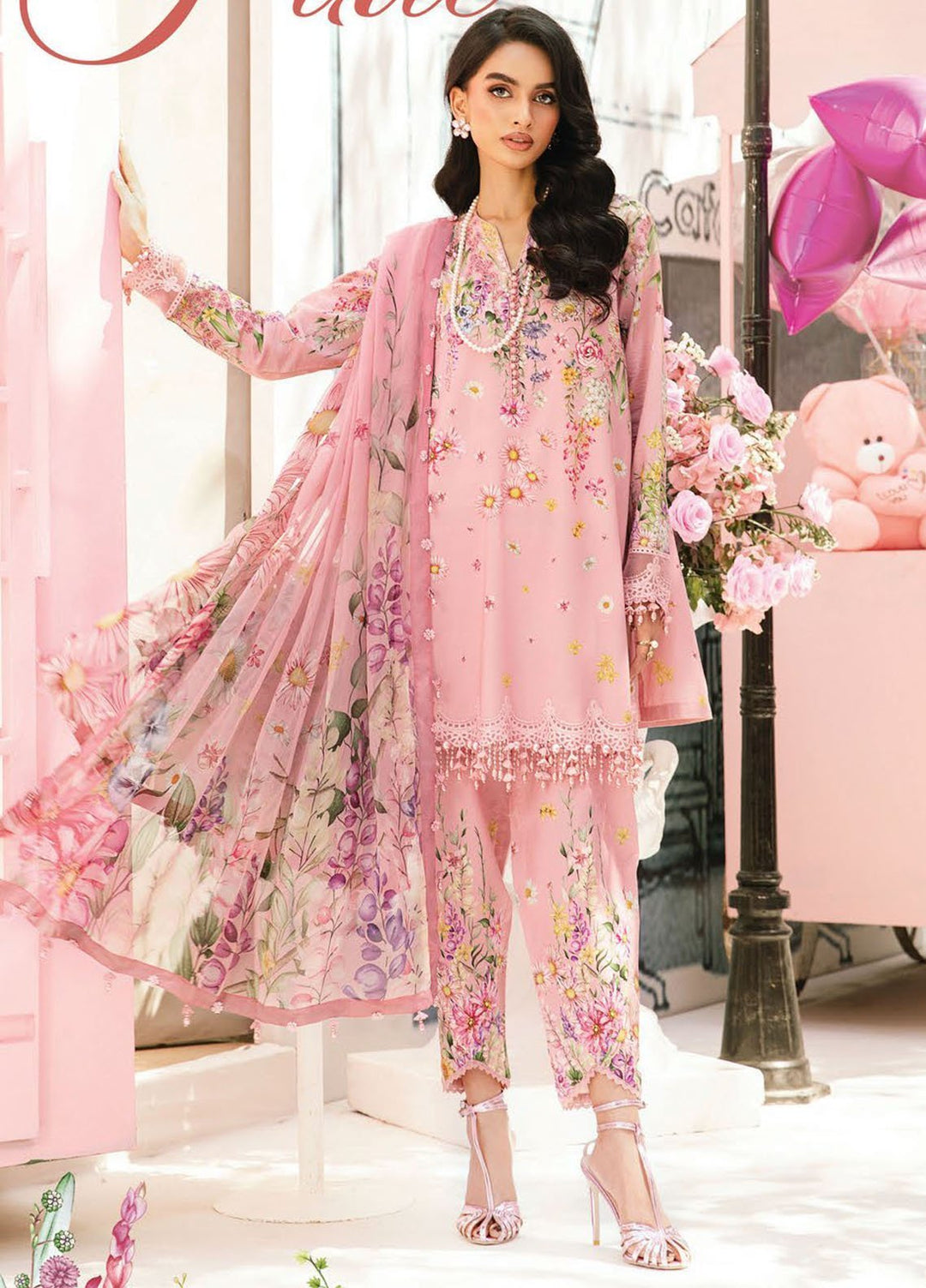 M Prints by Maria B Embroidered Lawn Suits Unstitched 3 Piece MB25MPE 3-B - Summer Collection