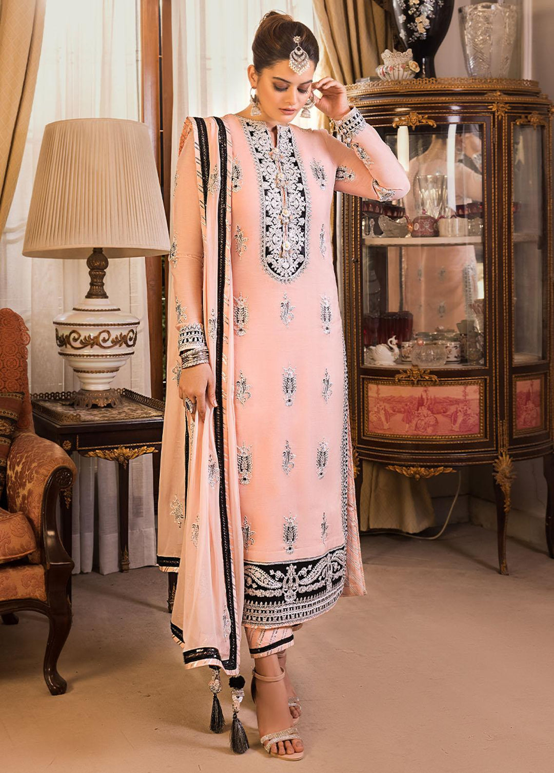 Maahru & Noorie by Asim Jofa Embroidered Cotton Suits Unstitched 3 Piece AJ23MN AJSM-10 - Festive Collection