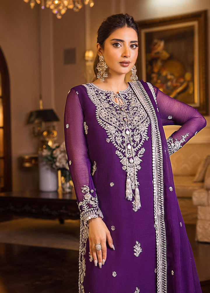Maahru & Noorie by Asim Jofa Embroidered Chiffon Suits Unstitched 3 Piece AJ23MN AJSM-25 - Festive Collection