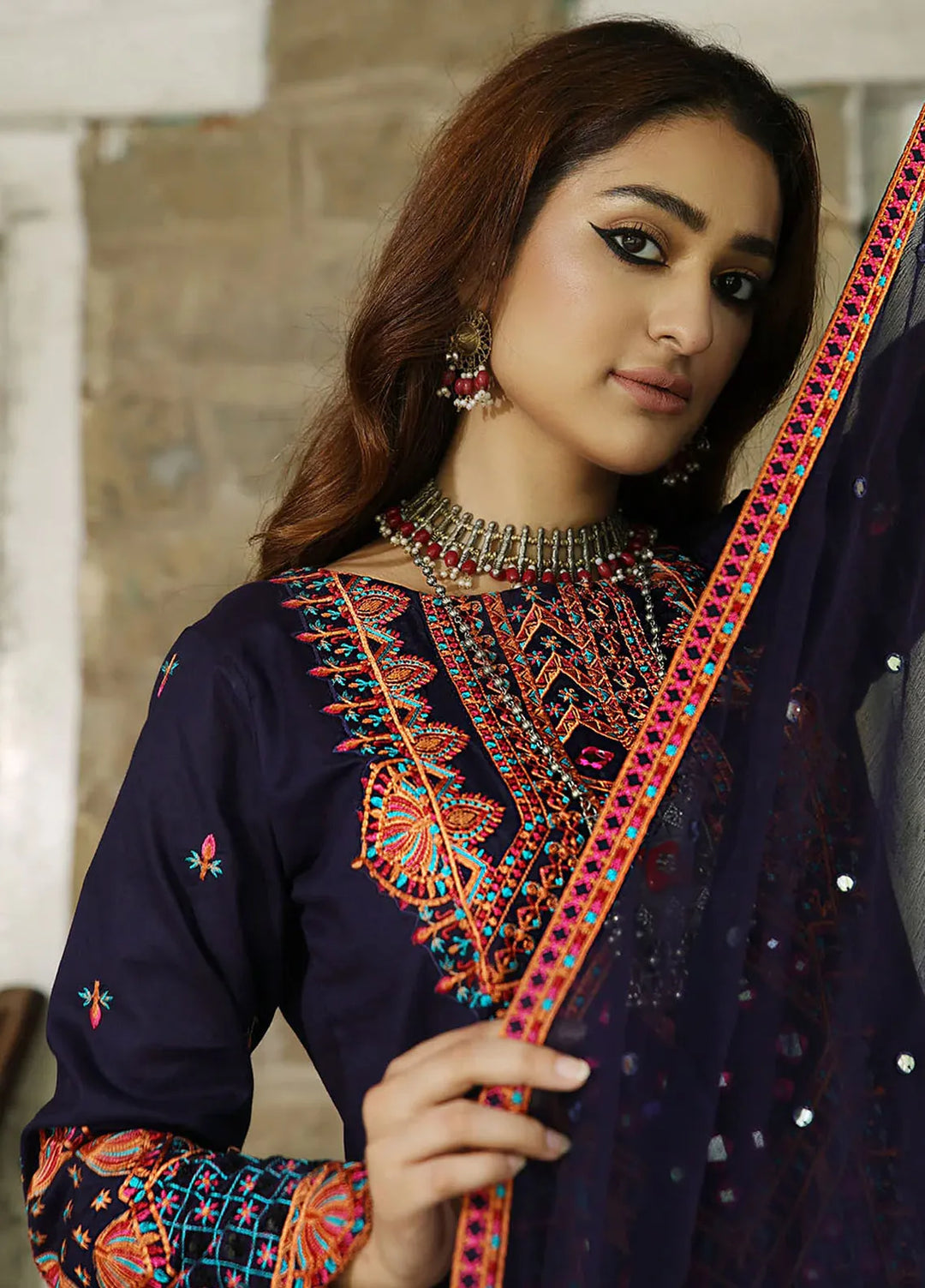 Madame Pret Embroidered Cambric 3 Piece Suit 7029