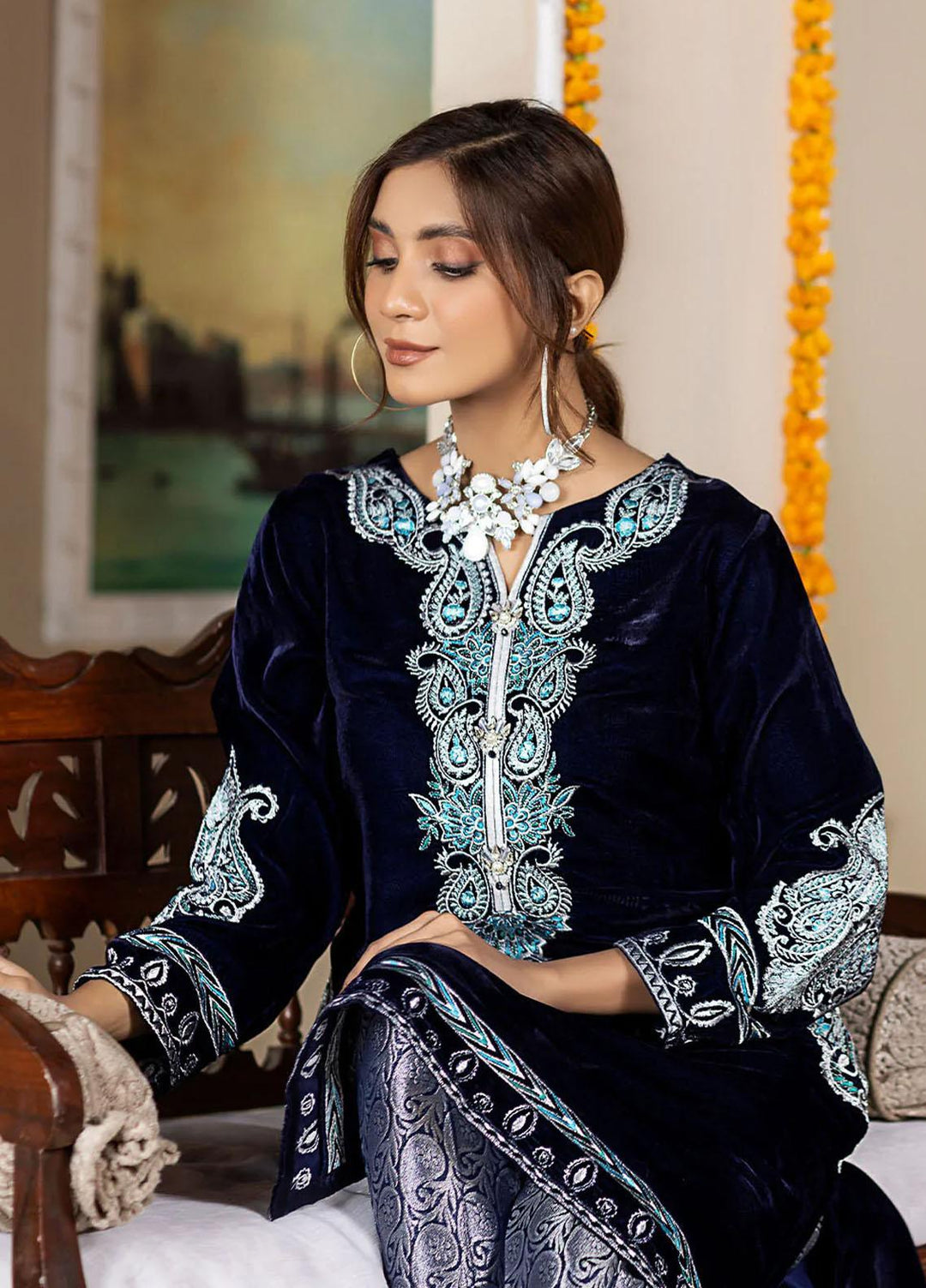 Madame Luxury Pret  Velvet Shirt 2549