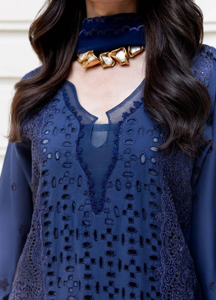 Magnolia Garden by Manara Embroidered Lawn Suits Unstitched 3 Piece MNA25MG Indigo - Summer Collection