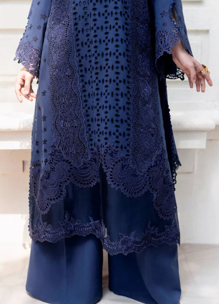 Magnolia Garden by Manara Embroidered Lawn Suits Unstitched 3 Piece MNA25MG Indigo - Summer Collection