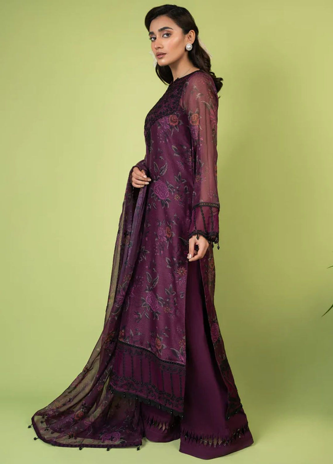 Mah-e-Meer by Meeral Embroidered Khaadi Net Suits Unstitched 3 Piece MRL24M Janan - Summer Collection