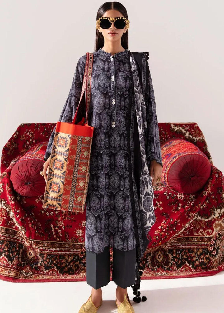 Mahay By Sana Safinaz Printed Slub Suits Unstitched 2 Piece SS23MHW 16A - Winter Collection
