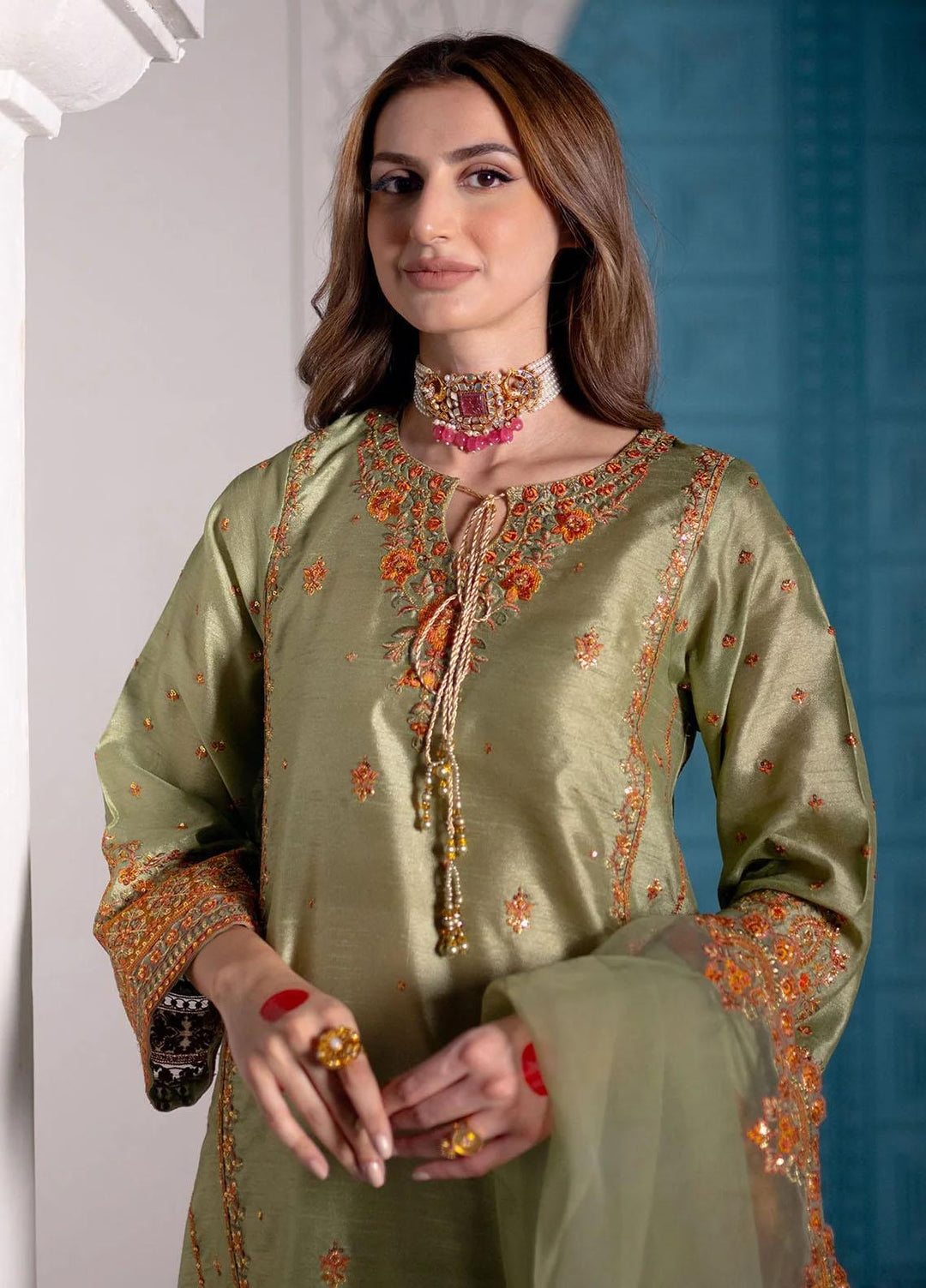 Maheer By Dhanak Embroidered  Suits Unstitched 4 Piece DHK23MH DU-3170 Light Green - Festive Collection