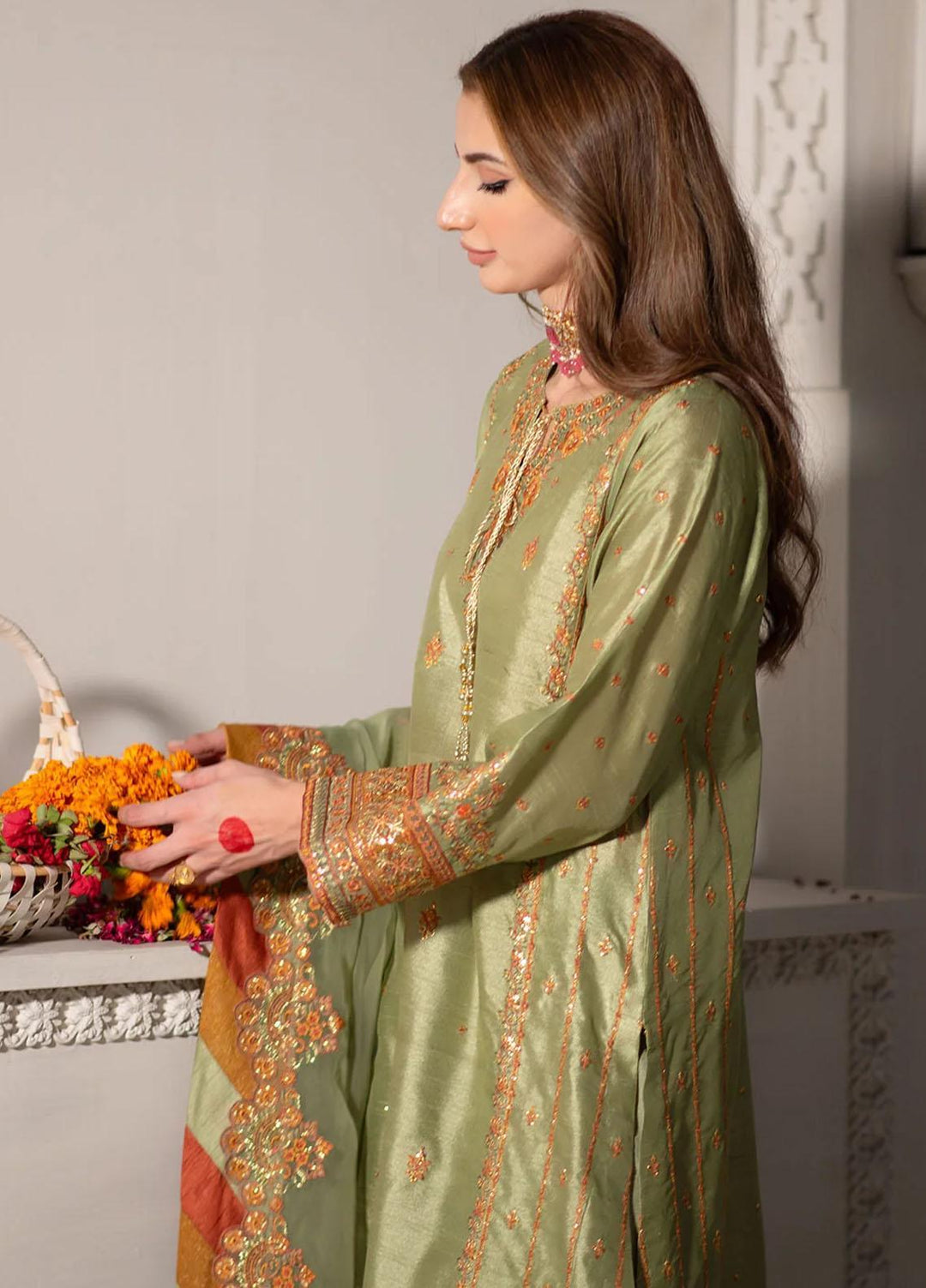 Maheer By Dhanak Embroidered  Suits Unstitched 4 Piece DHK23MH DU-3170 Light Green - Festive Collection
