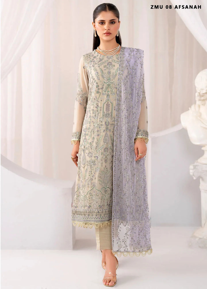 Maheer by Zarif Embroidered Chiffon Suits Unstitched 3 Piece ZF24MH ZMU 08 Afsanah - Formals Collection