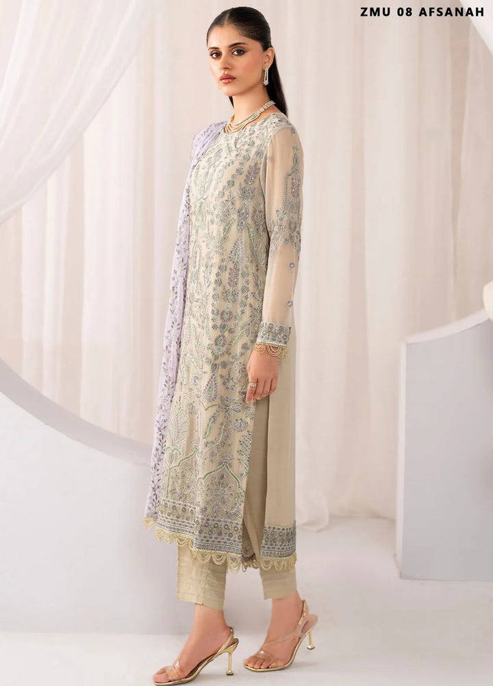 Maheer by Zarif Embroidered Chiffon Suits Unstitched 3 Piece ZF24MH ZMU 08 Afsanah - Formals Collection