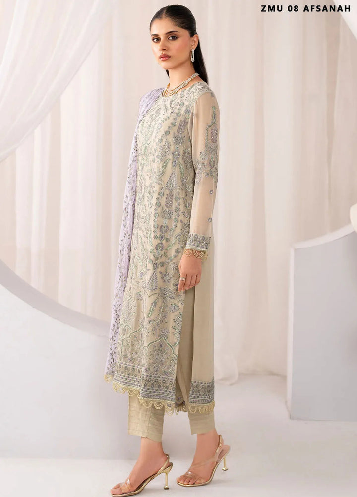Maheer by Zarif Embroidered Chiffon Suits Unstitched 3 Piece ZR25UF ZMU 08 Afsanah - Formals Collection