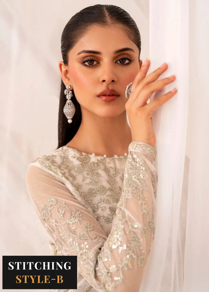 Maheer by Zarif Embroidered Net Suits Unstitched 3 Piece ZF24MH ZMU 01 Pearl - Formals Collection