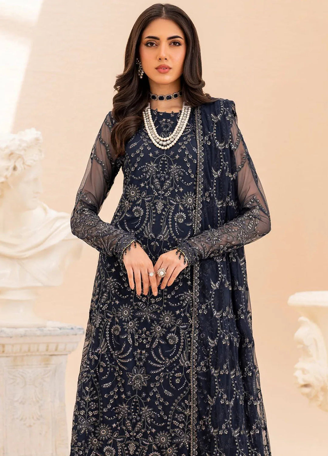 Maheer by Zarif Embroidered Net Suits Unstitched 3 Piece ZR25UF ZMU 02 Ilana - Formals Collection