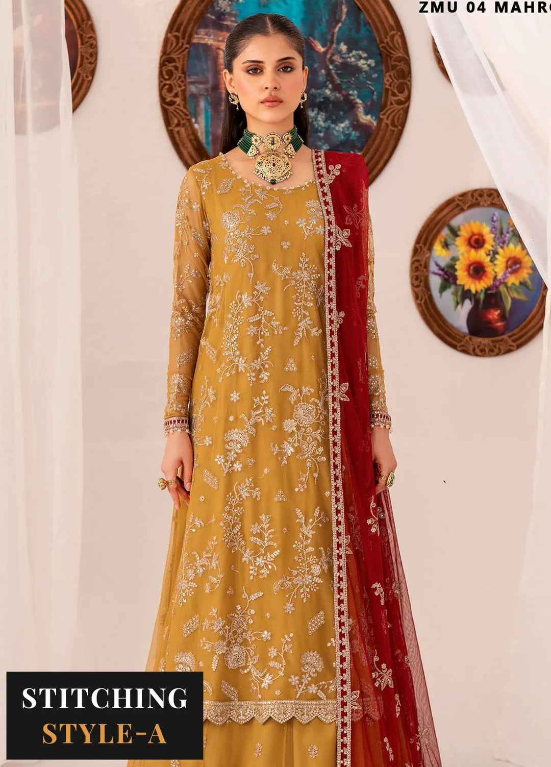 Maheer by Zarif Embroidered Net Suits Unstitched 3 Piece ZF24MH ZMU 04 Mahroo - Formals Collection