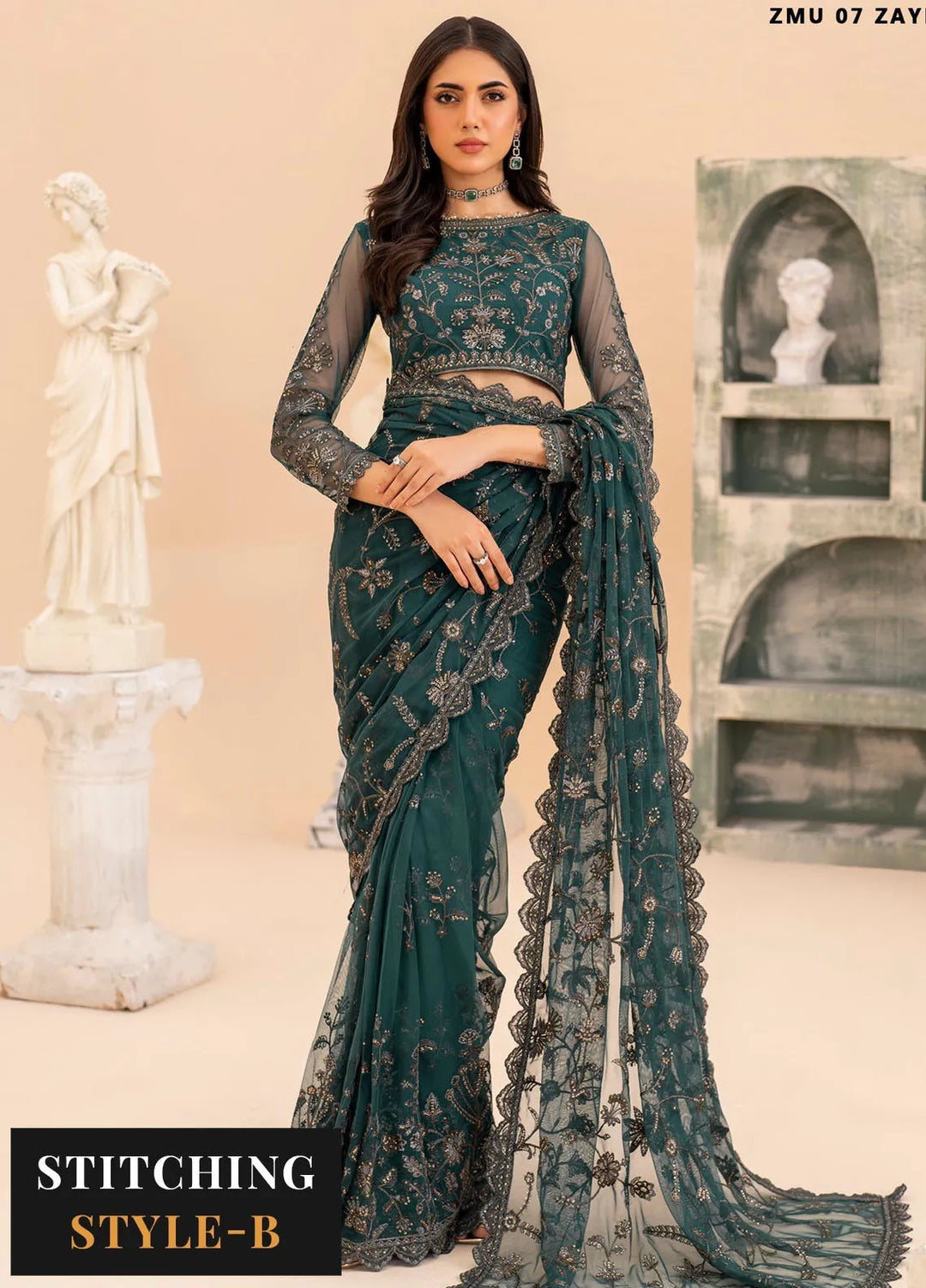 Maheer by Zarif Embroidered Net Suits Unstitched 3 Piece ZF24MH ZMU 07 Zayb - Formals Collection