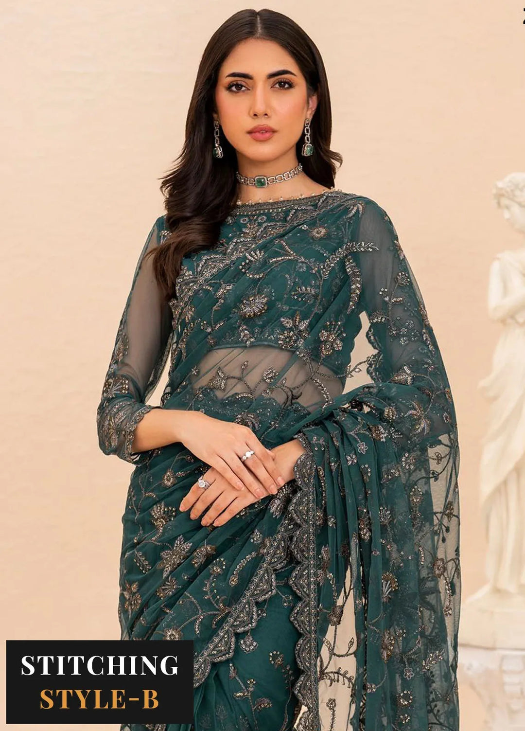 Maheer by Zarif Embroidered Net Suits Unstitched 3 Piece ZF24MH ZMU 07 Zayb - Formals Collection