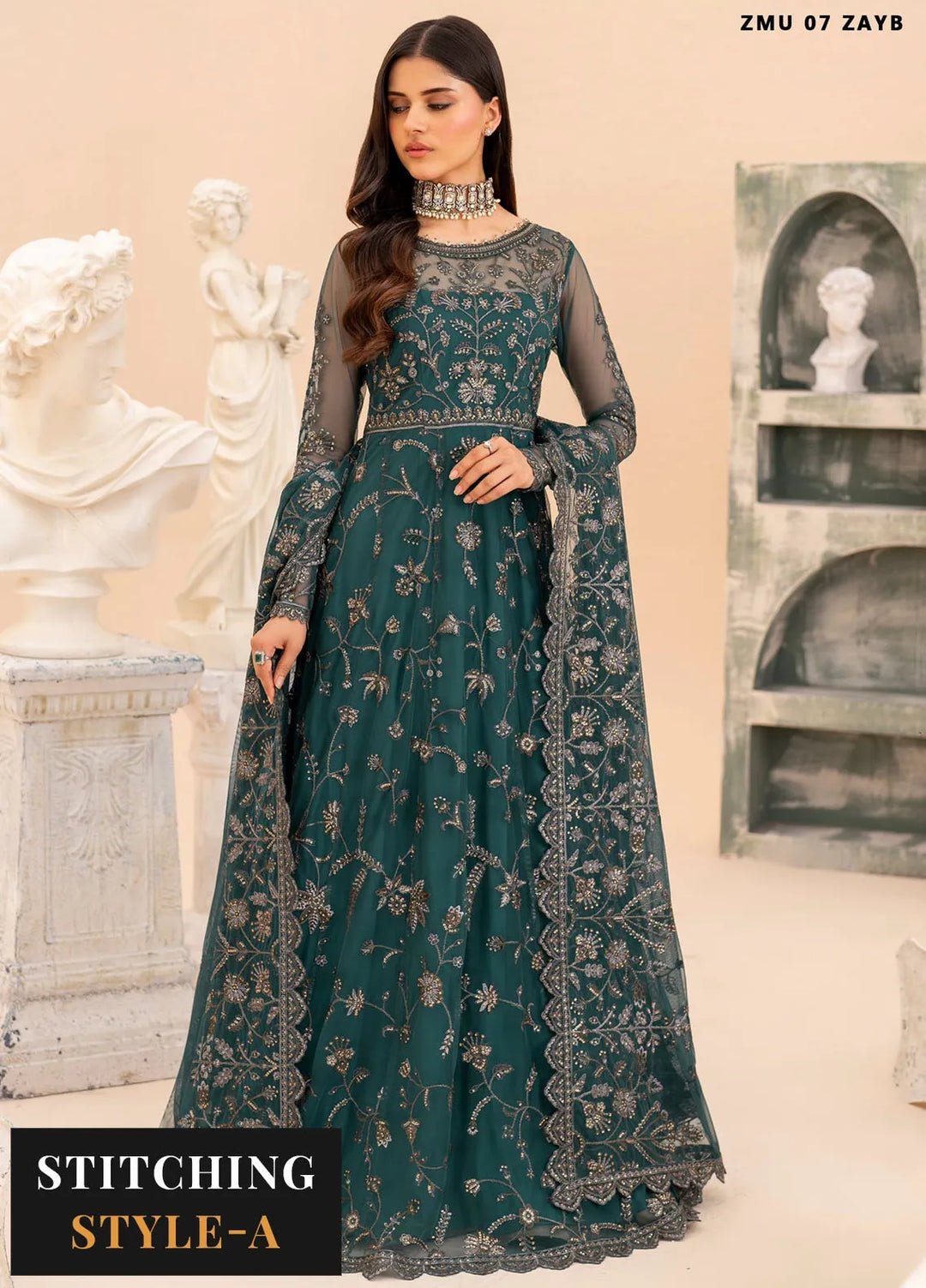 Maheer by Zarif Embroidered Net Suits Unstitched 3 Piece ZF24MH ZMU 07 Zayb - Formals Collection
