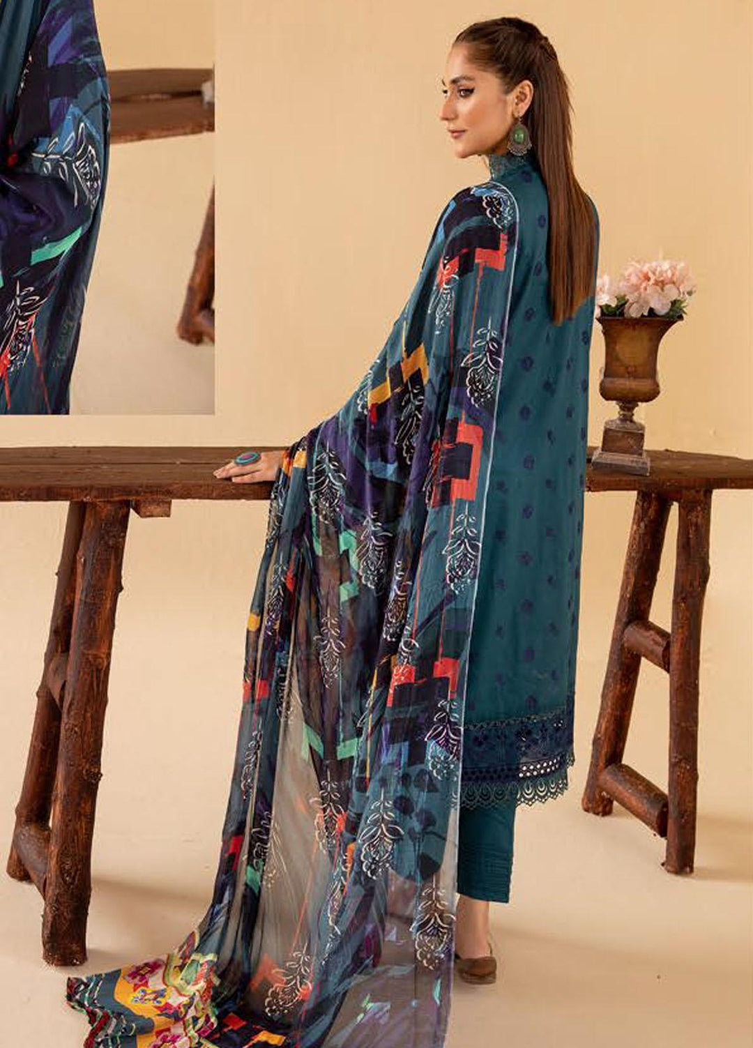 Mahees By Riaz Arts Embroidered Lawn Suits Unstitched 3 Piece RA23M-V33 D-06 - Summer Collection