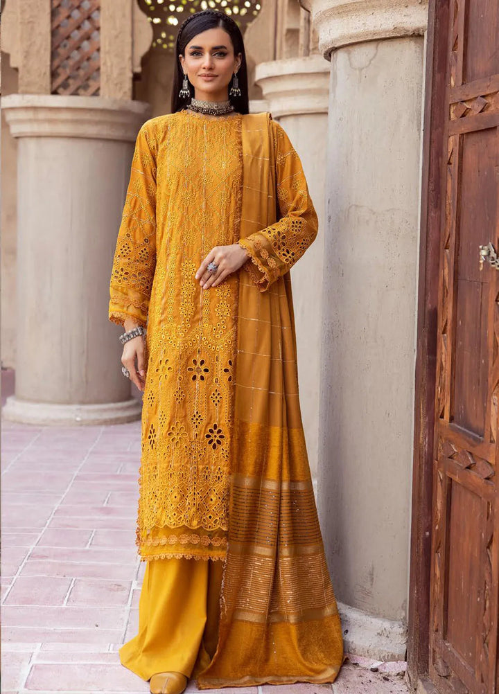 Mahees by Riaz Arts Embroidered Leather Peach Suits Unstitched 3 Piece RA24ML D-01 - Winter Collection