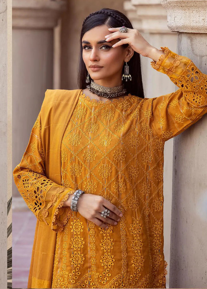 Mahees by Riaz Arts Embroidered Leather Peach Suits Unstitched 3 Piece RA24ML D-01 - Winter Collection