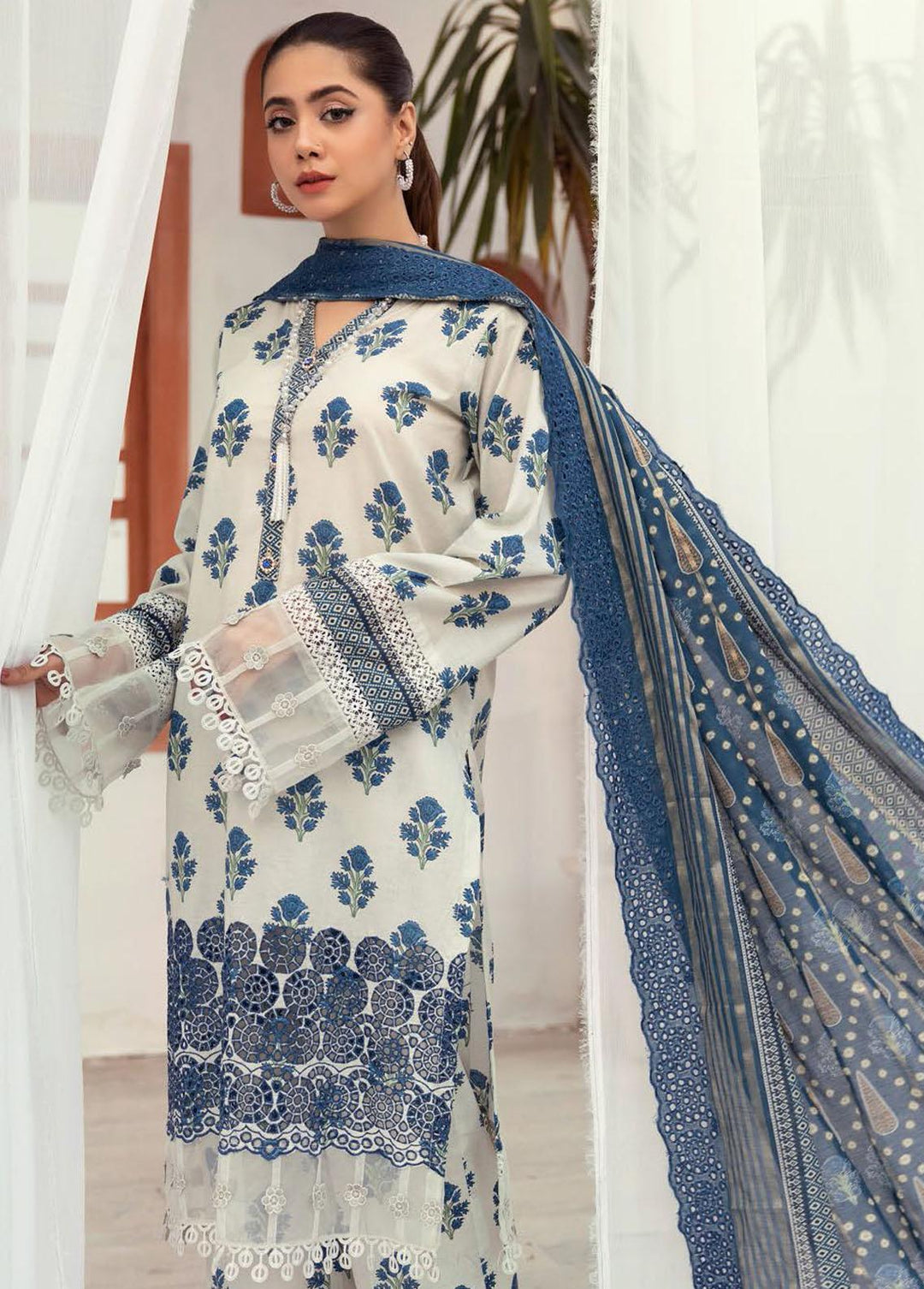 Mahees's By Riaz Arts Embroidered Lawn Suits Unstitched 3 Piece RA23-M6 04 - Summer Collection
