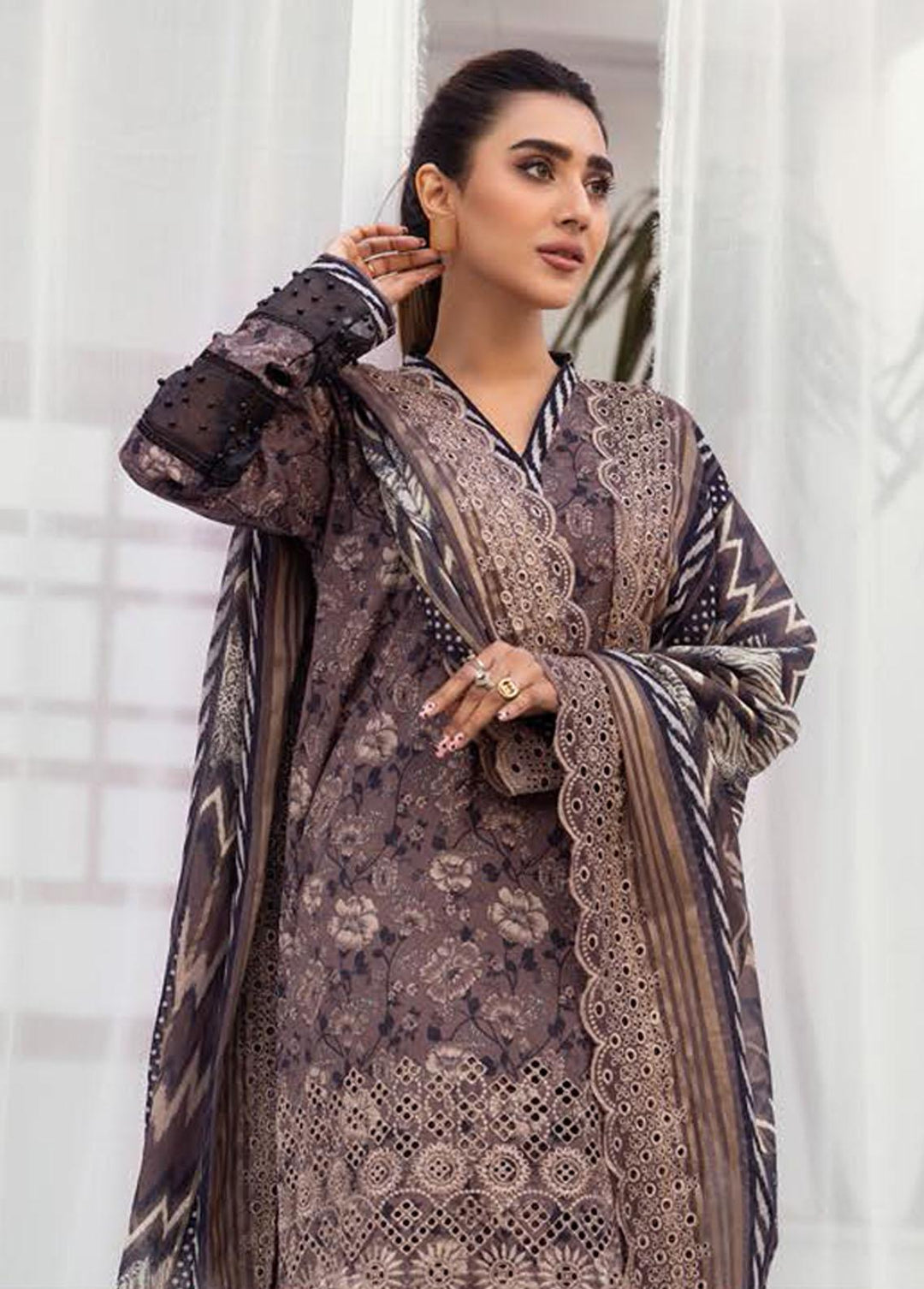 Mahees's By Riaz Arts Embroidered Lawn Suits Unstitched 3 Piece RA23-M6 05 - Summer Collection