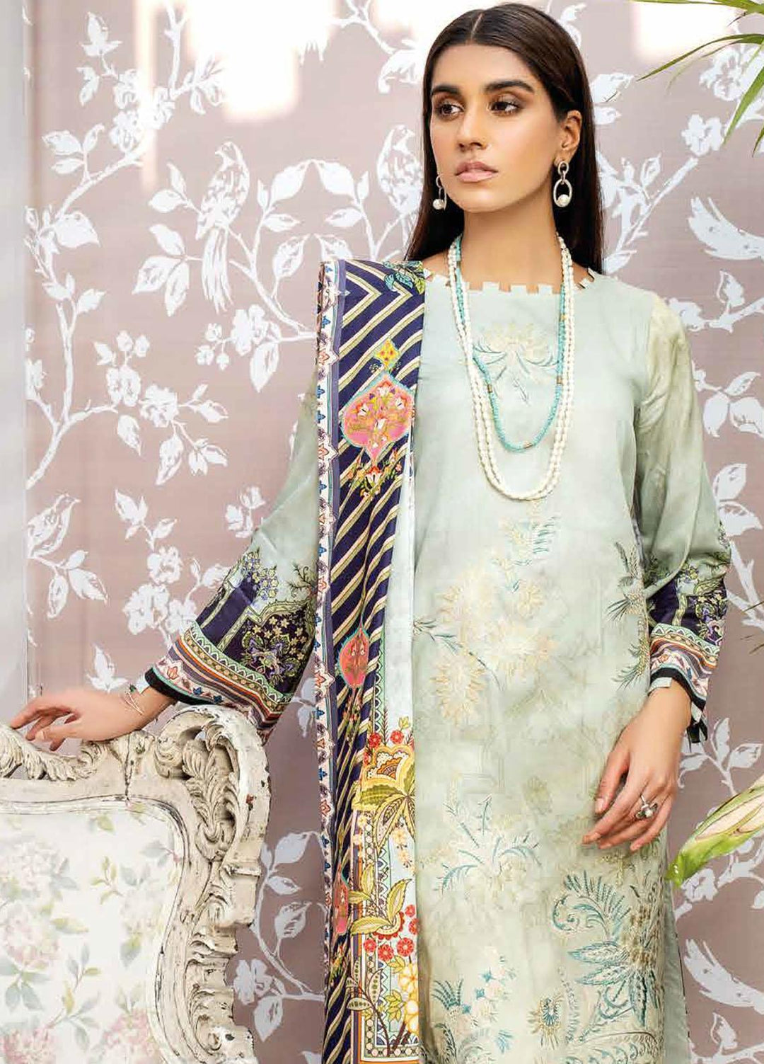 Mahi By Rang Rasiya Embroidered Cottel Linen Suits Unstitched 3 Piece RR21M 01 Hazely - Winter Collection