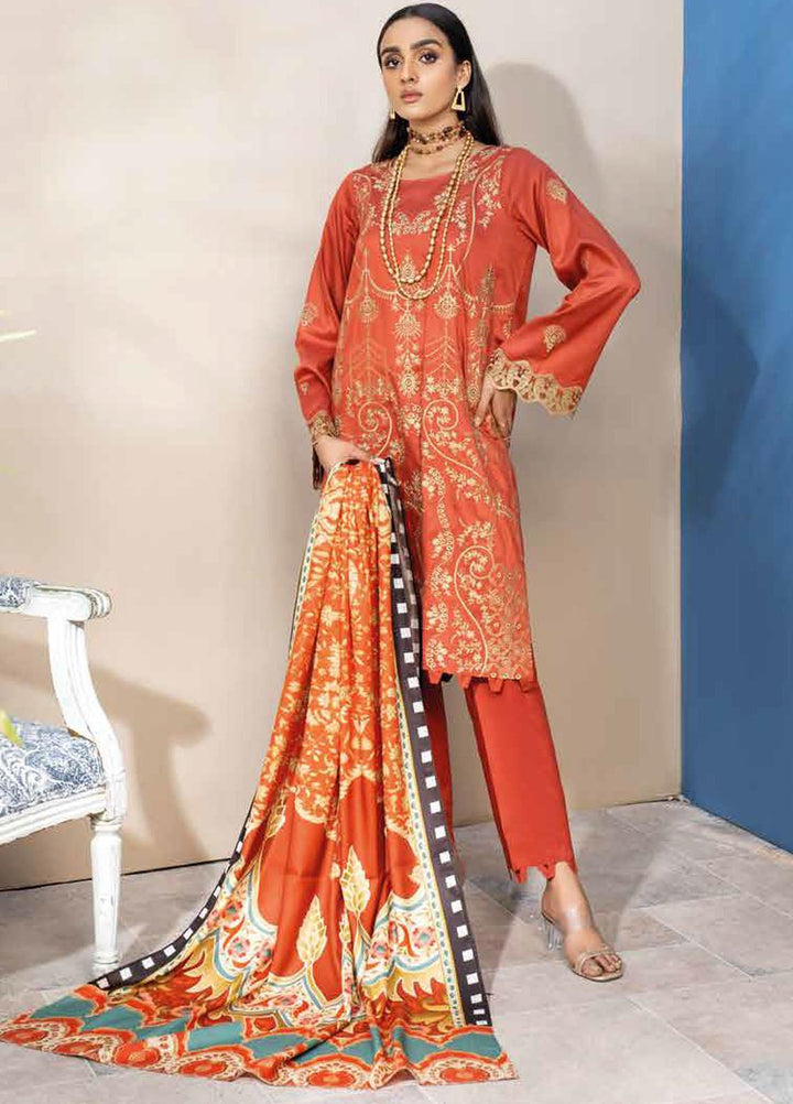 Mahi By Rang Rasiya Embroidered Cottel Linen Suits Unstitched 3 Piece RR21M 08 Veil - Winter Collection