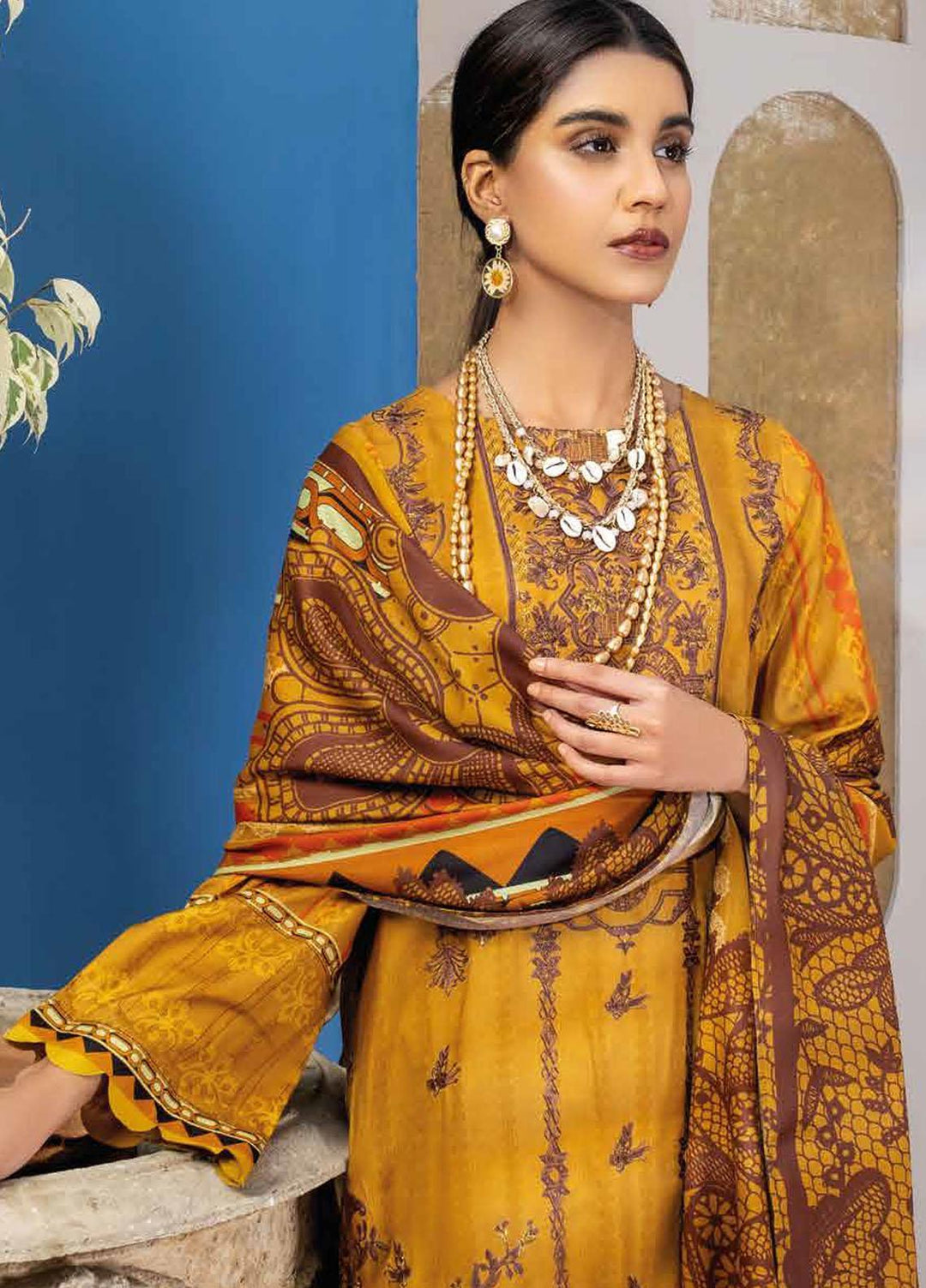 Mahi By Rang Rasiya Embroidered Cottel Linen Suits Unstitched 3 Piece RR21M 12 Limelight - Winter Collection