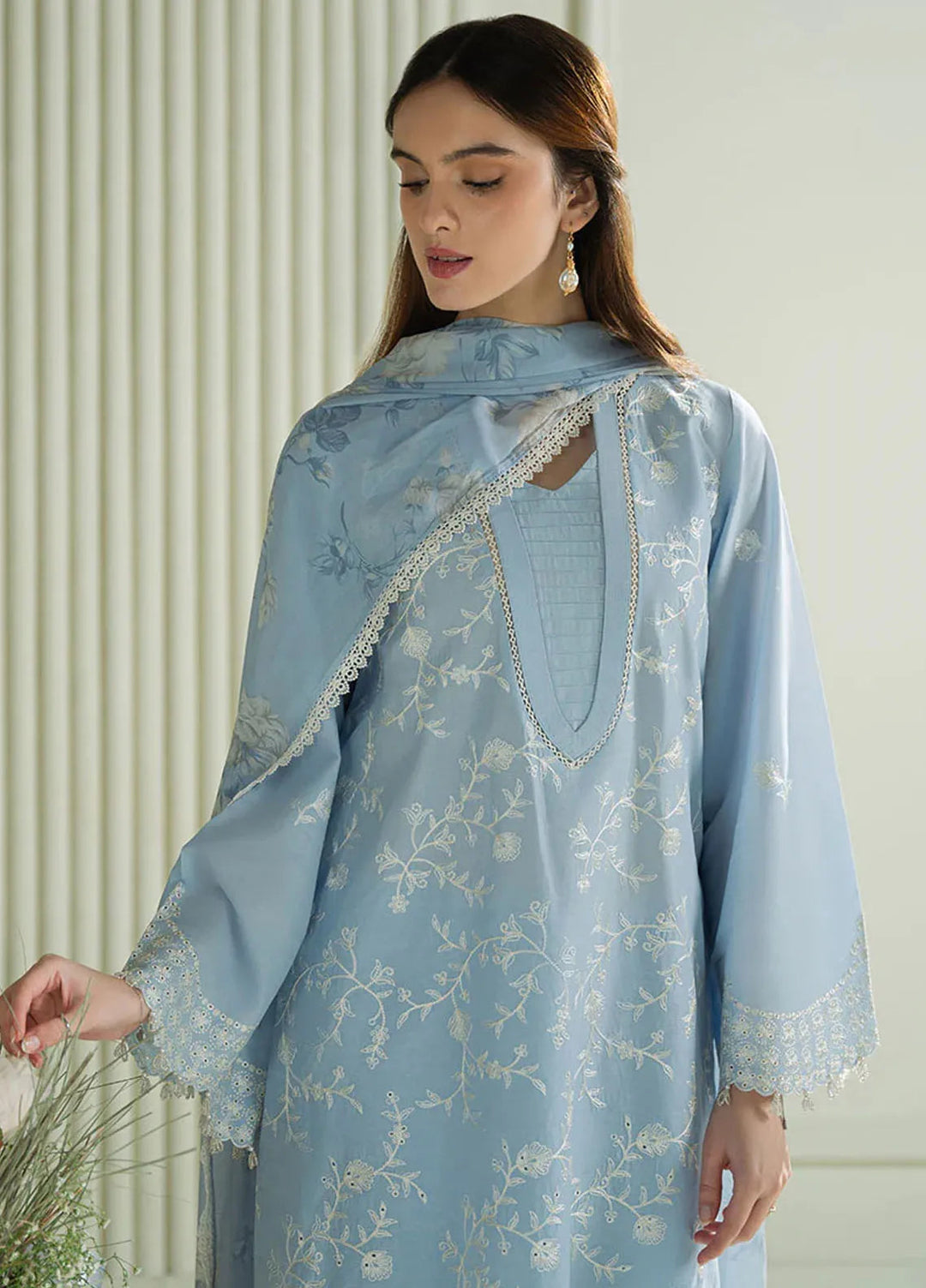 Mahiri by Cross Stitch Embroidered Lawn Suits Unstitched 3 Piece CS25ML Lavender Blue - Summer Collection