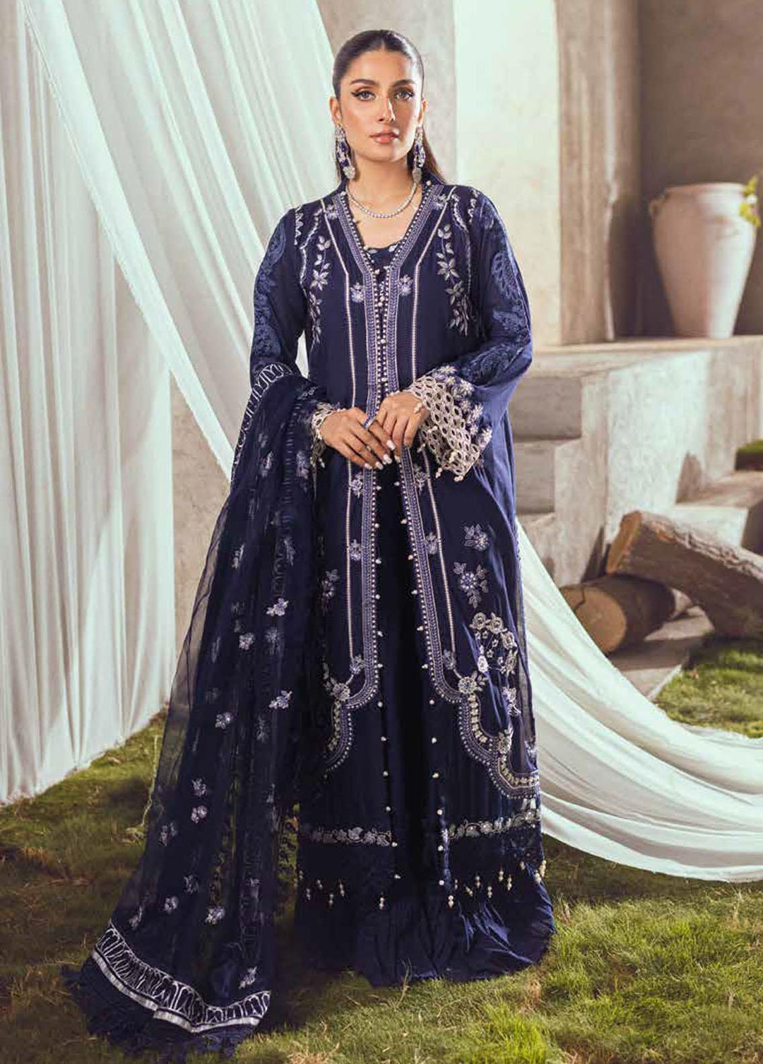 Mahiymaan by Al Zohaib Embroidered Lawn Suits Unstitched 3 Piece MAH23L M08 OPULENT GARDENIA - Summer Collection