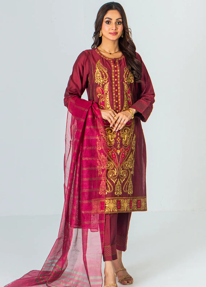 Mahnoor Ejaaz Pret Embroidered Silk 3 Piece Suit MELP-SH-004