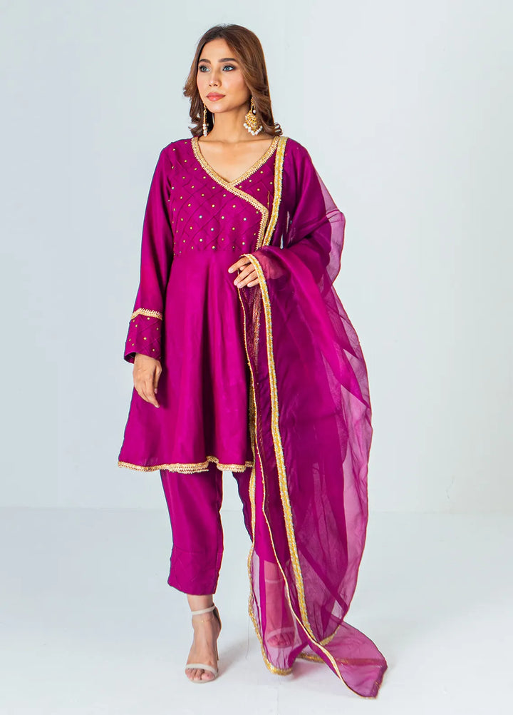 Mahnoor Ejaaz Pret Embroidered Silk 3 Piece Suit MELP-SH-005