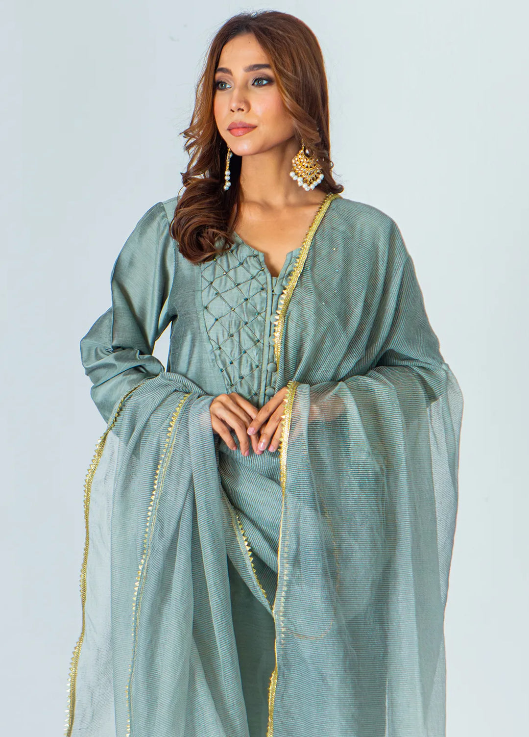 Mahnoor Ejaaz Pret Embroidered Silk 3 Piece Suit MELP-SH-011