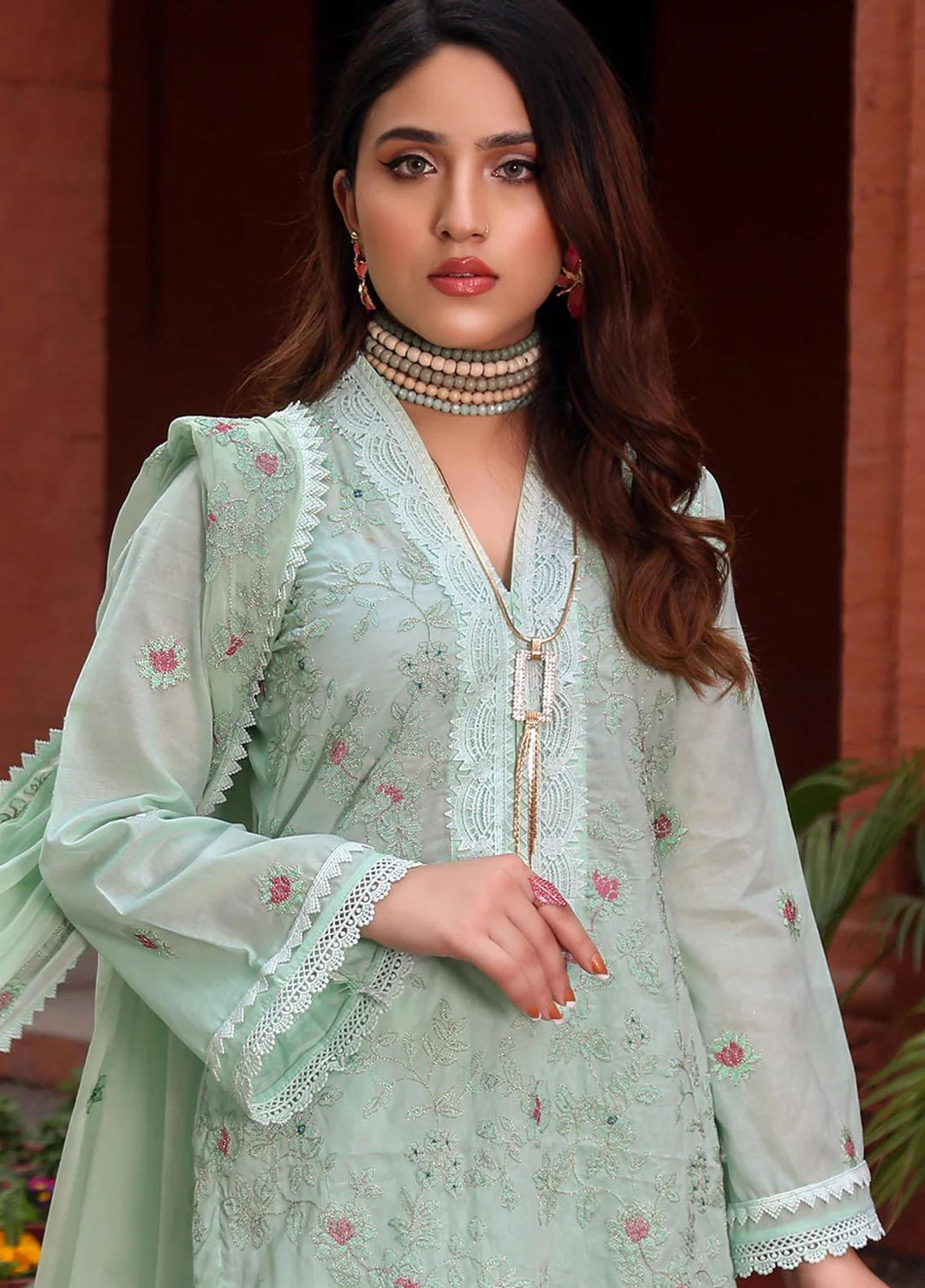 Mahnur Embroidered Lawn Suits Unstitched 3 Piece MN23L-V2 D-10 - Summer Collection