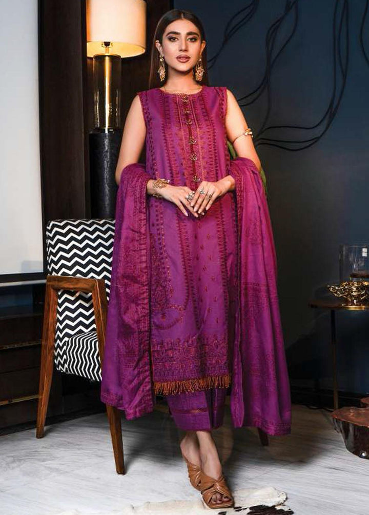 Mahru By LALA Textiles Embroidered Lawn Suits Unstitched 3 Piece LT22M 004 Fuchsia - Spring / Summer Collection