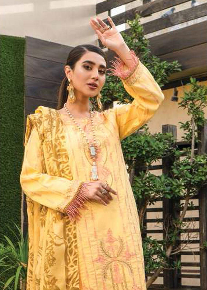 Mahru By LALA Textiles Embroidered Lawn Suits Unstitched 3 Piece LT22M 006 Mary Gold - Spring / Summer Collection