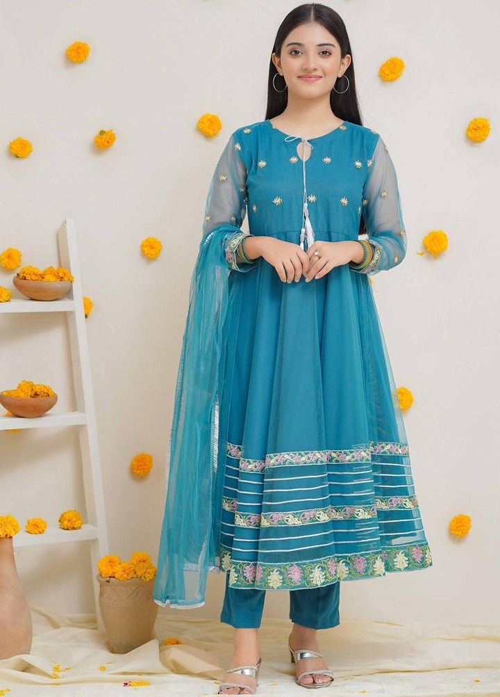 Modest Pret Embroidered Net 3 Piece Suit Mirha