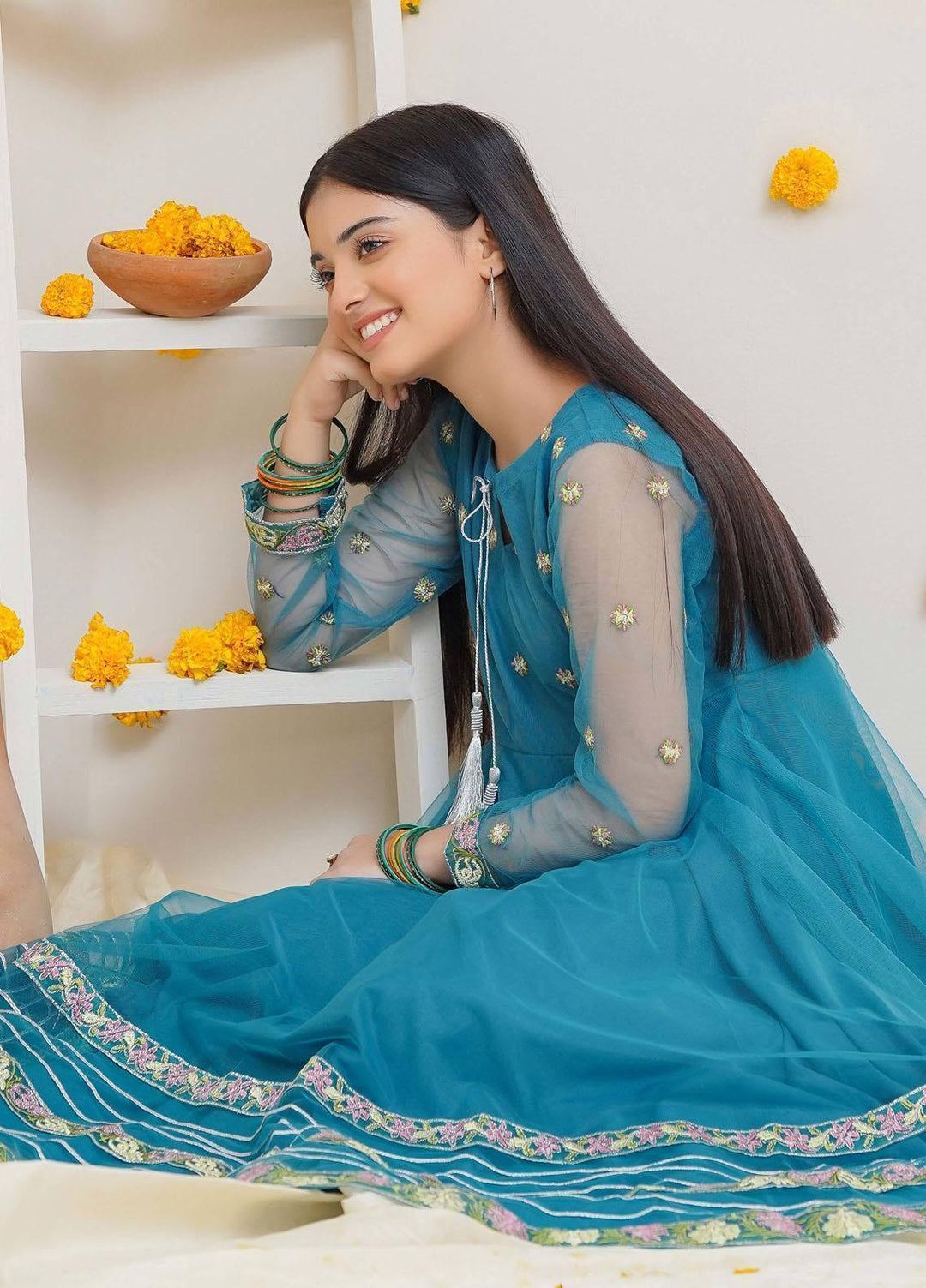 Modest Pret Embroidered Net 3 Piece Suit Mirha