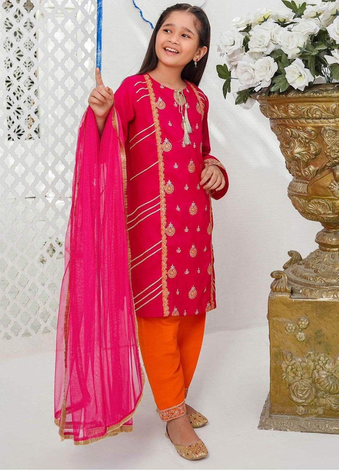 Modest Pret Embroidered Silk 3 Piece Suit Shahtaj