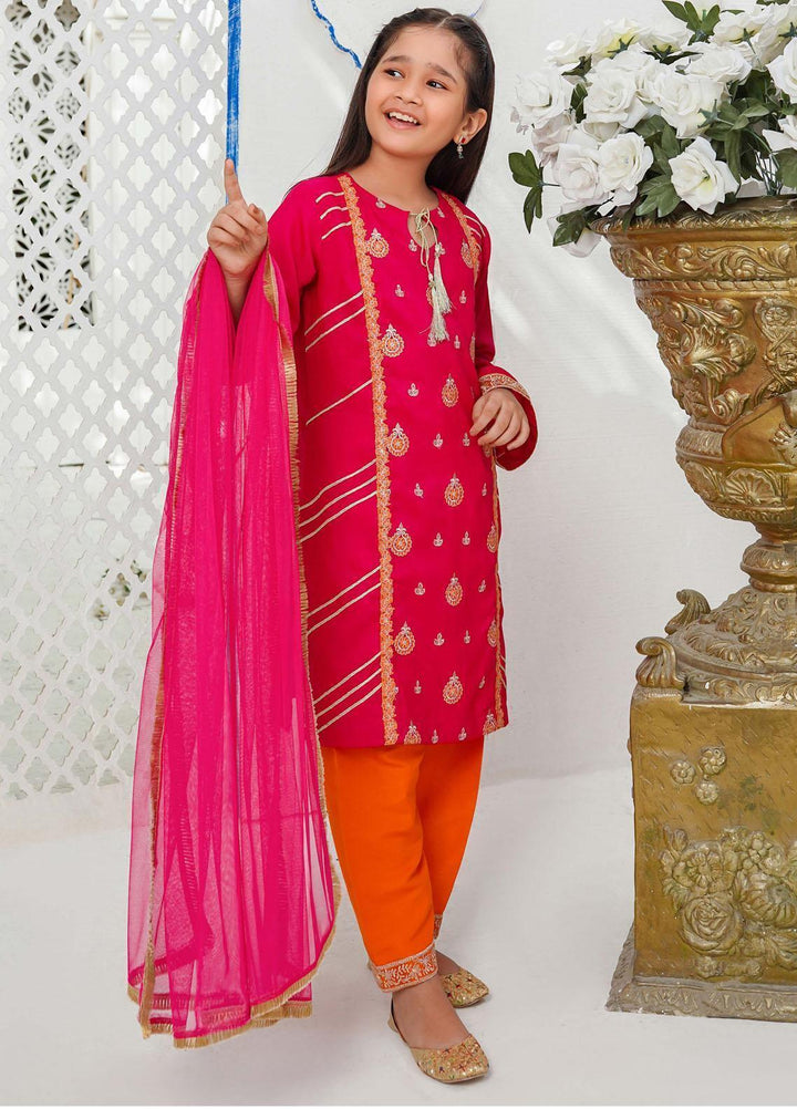 Modest Pret Embroidered Silk 3 Piece Suit Shahtaj