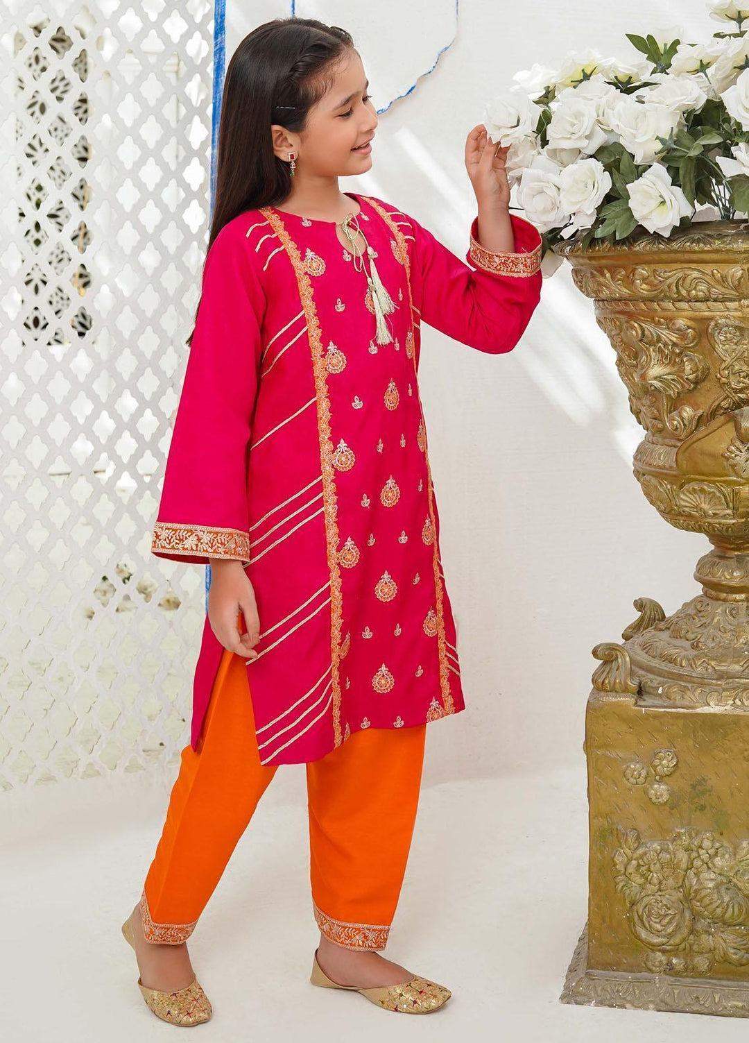 Modest Pret Embroidered Silk 3 Piece Suit Shahtaj