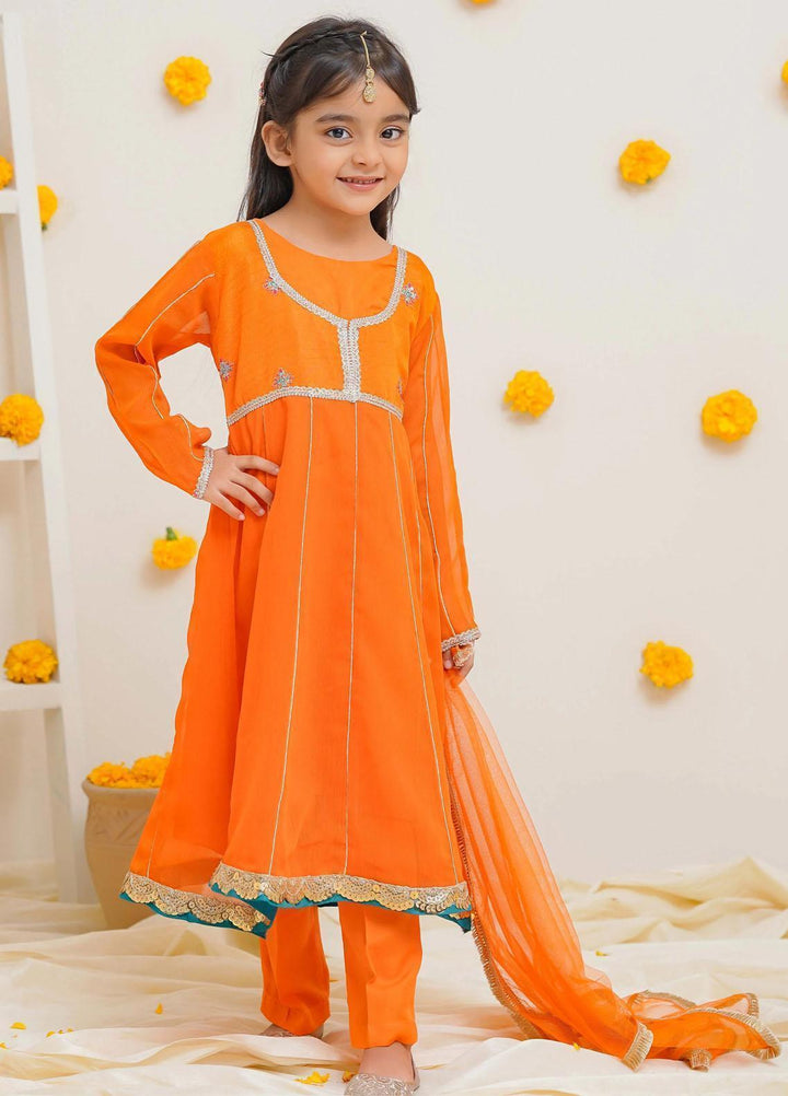 Modest Pret Embroidered Chiffon 3 Piece Suit Sunehri