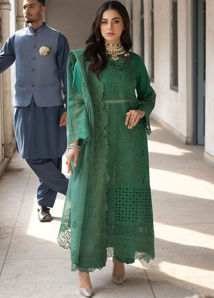 Mahrukh by Mahnur Embroidered Lawn Suits Unstitched 3 Piece MN24MK D3-B Emerald - Summer Collection