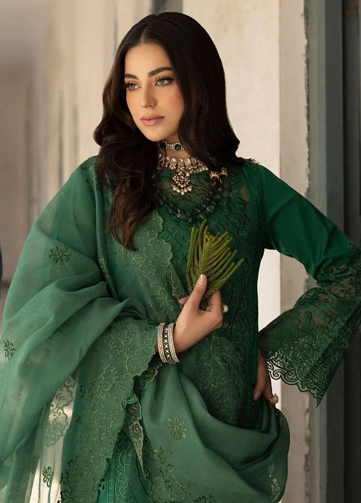 Mahrukh by Mahnur Embroidered Lawn Suits Unstitched 3 Piece MN24MK D3-B Emerald - Summer Collection