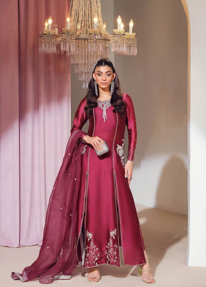 Mahum Asad Luxury Pret  Silk 3 Piece Dress MA23FE CRUSH