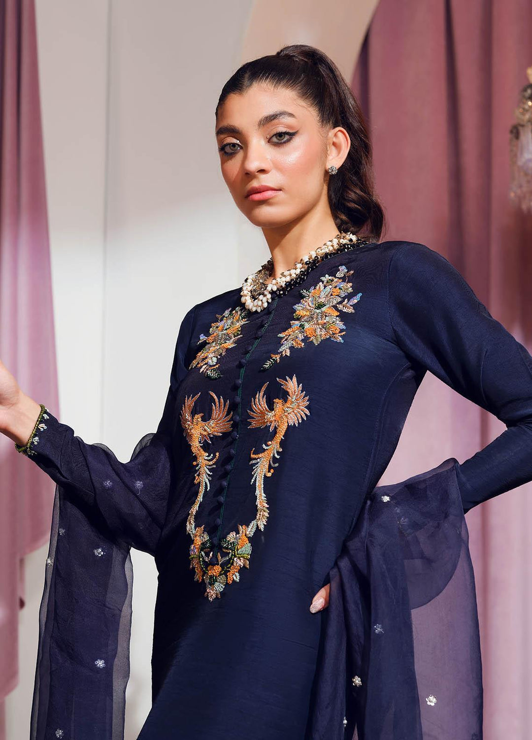 Mahum Asad Luxury Pret  Raw Silk 3 Piece Dress MA23FE BLOOM