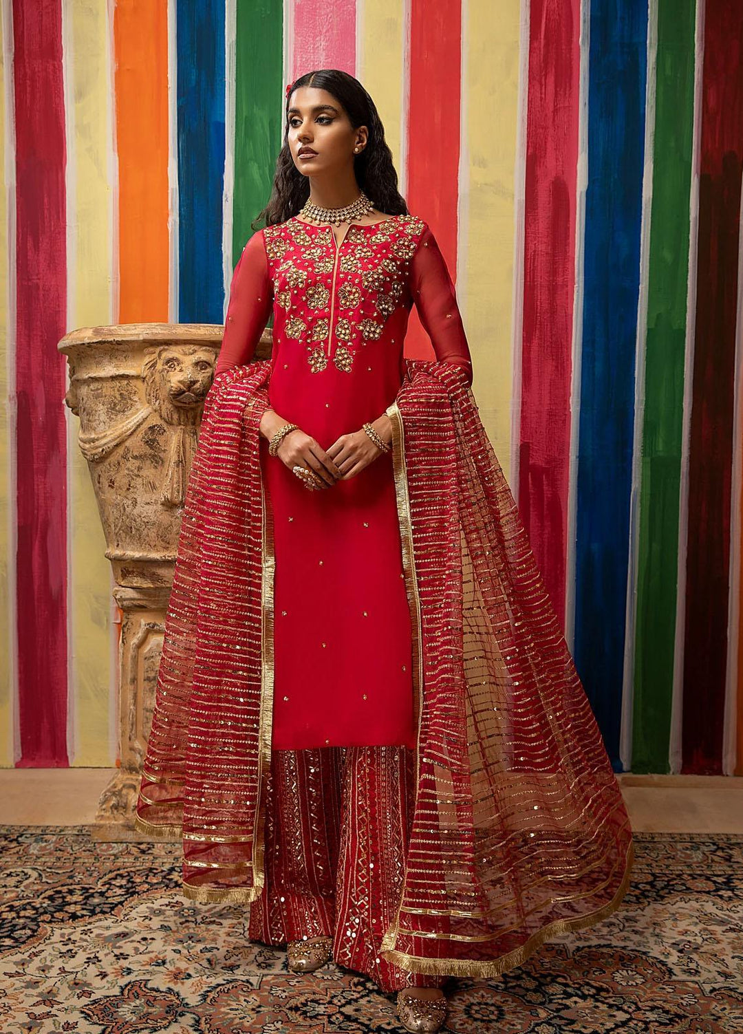 Mahum Asad Luxury Pret Embroidered Organza 3 Piece Dress MIRSAH